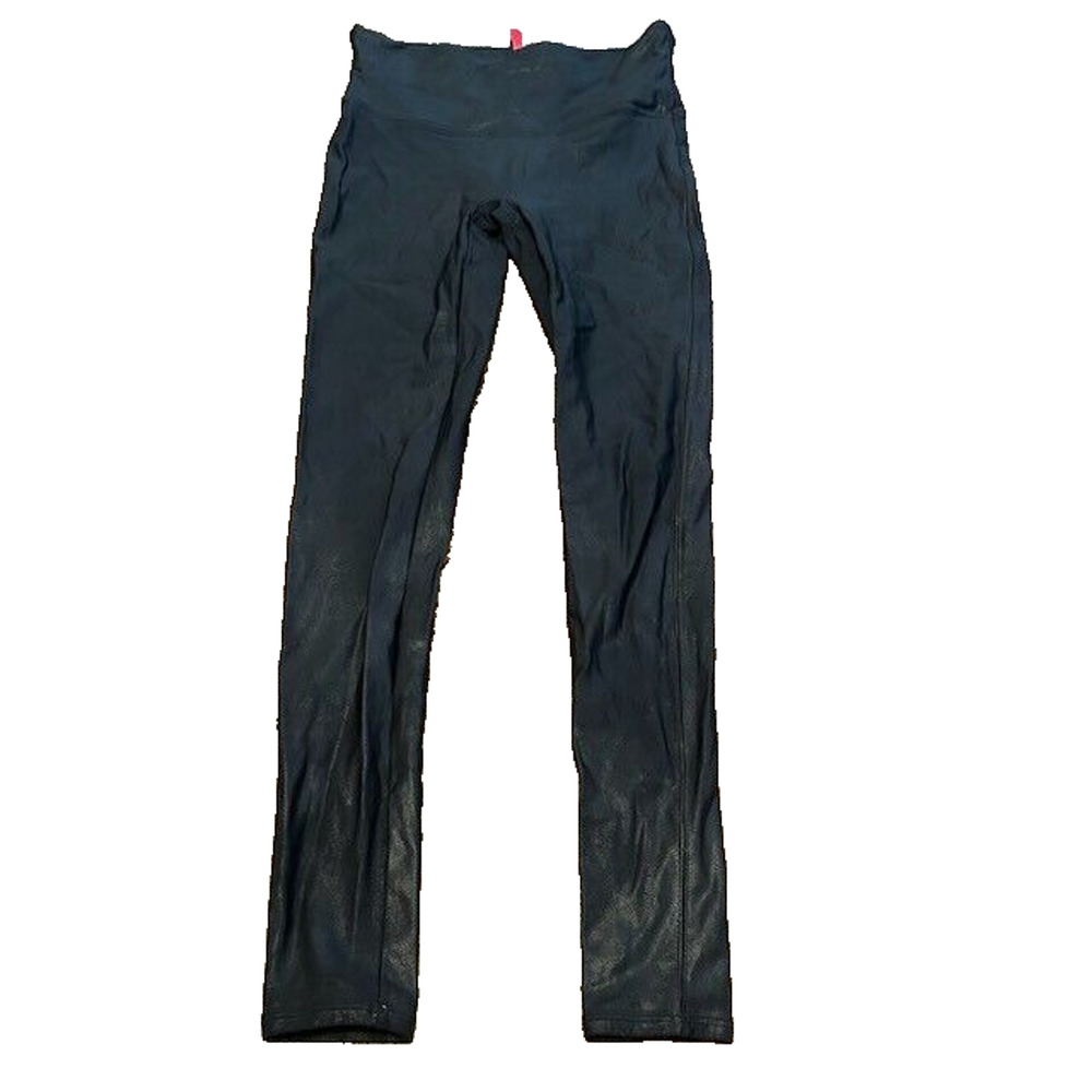 Spanx By Sara Blakely Leggings Pull On Stretch Mid Rise Faux Leather Black‎ M